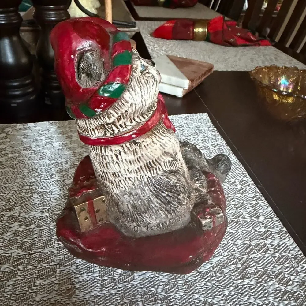 Stone Bunny Christmas Cat stocking holder 7